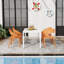 Chaise d'appoint en polypropylène orange tropical - conception une pièce pour une utilisation intérieure et extérieure avec longue table blanche moderne de 55 pouces - intérieur / extérieur - plateau de table en PP léger avec métal-208677375