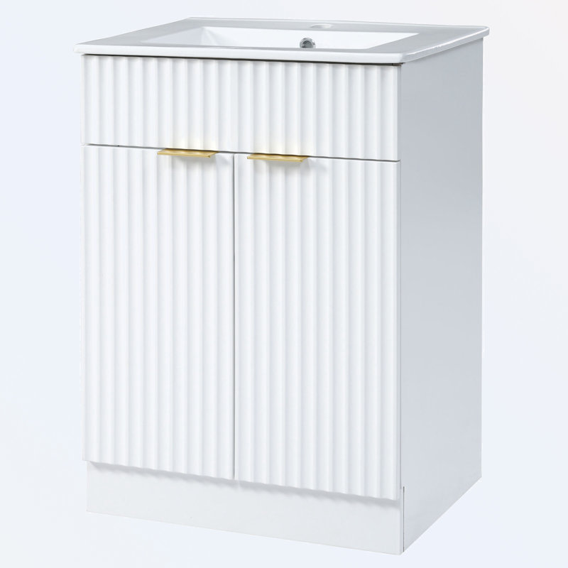Armoire de salle de bain avec lavabo en céramique