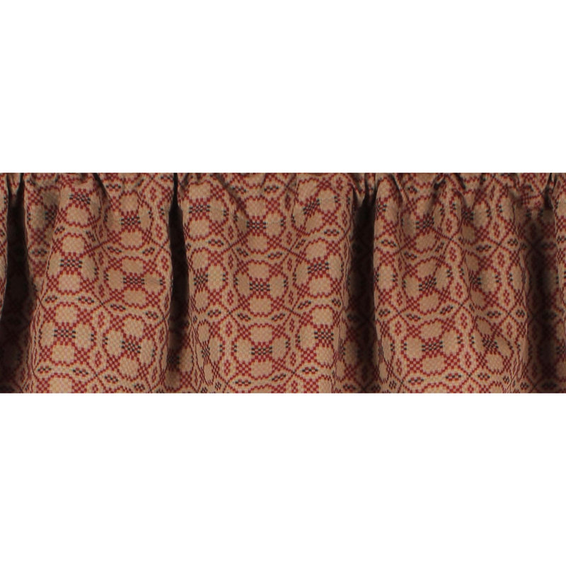 Anceline Abstract Ruffled Window Valance, Red Black Oat