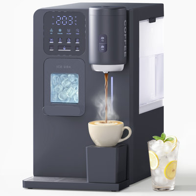 Riifi 3-in-1 Countertop Water Dispenser with Ice Maker, Drip Coffee Maker, Hot/Cold Water & Bullet Ice, Self-Cleaning, UV Sterilization