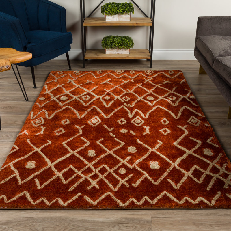 Addison Calabar Transitional Abstract Diamond Rust 5’ X 7’6" Area Rug, Rectangle 3'6" x 5'6"