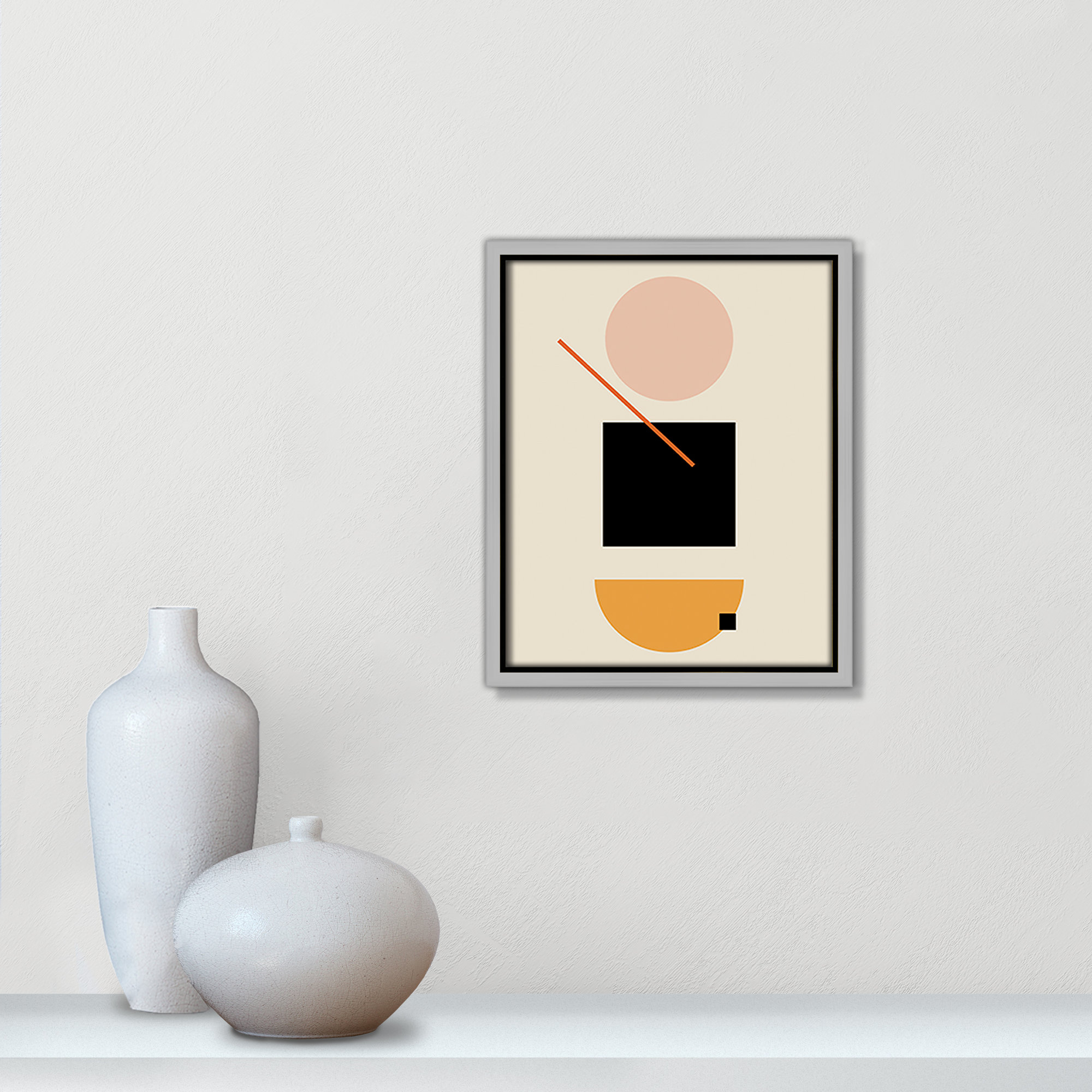 Simple Shapes by Daniela Santiago, 11.5" H x 9.5" W x 2" D, Silver Framed