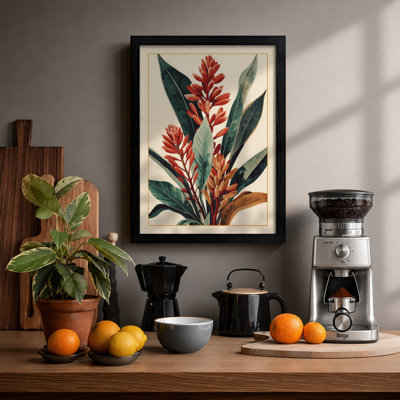 Red Flower Spikes Botanical - Framed Print