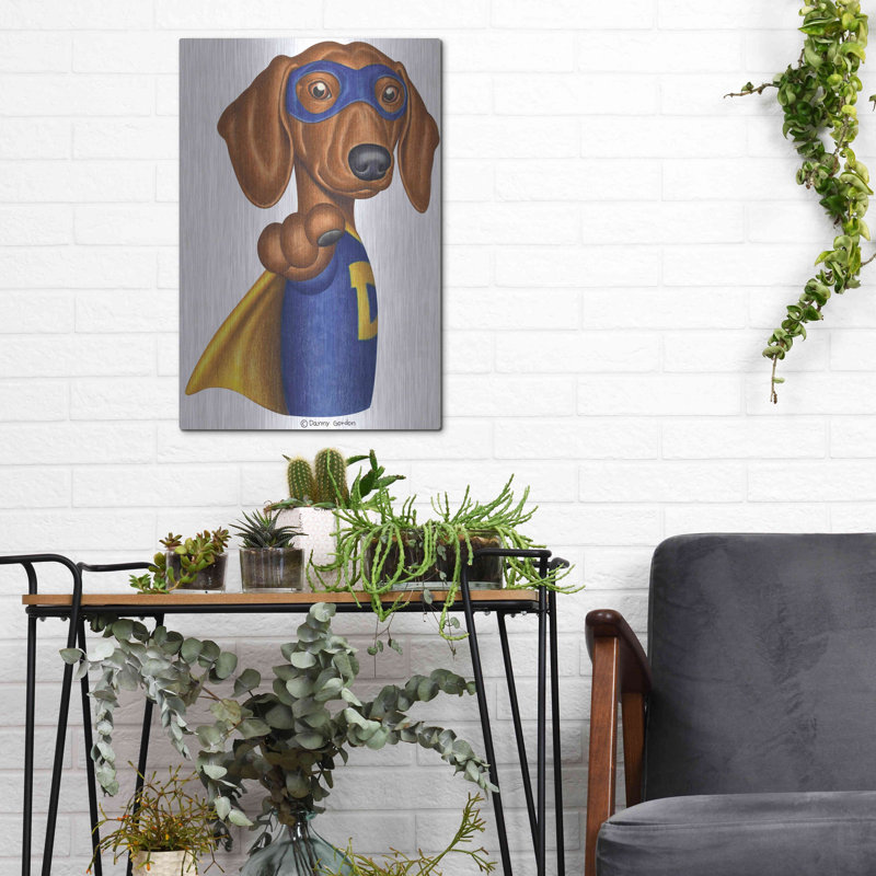 «Brown Dachshund Captain D» par Danny Gordon, H 16 po x l 12 po