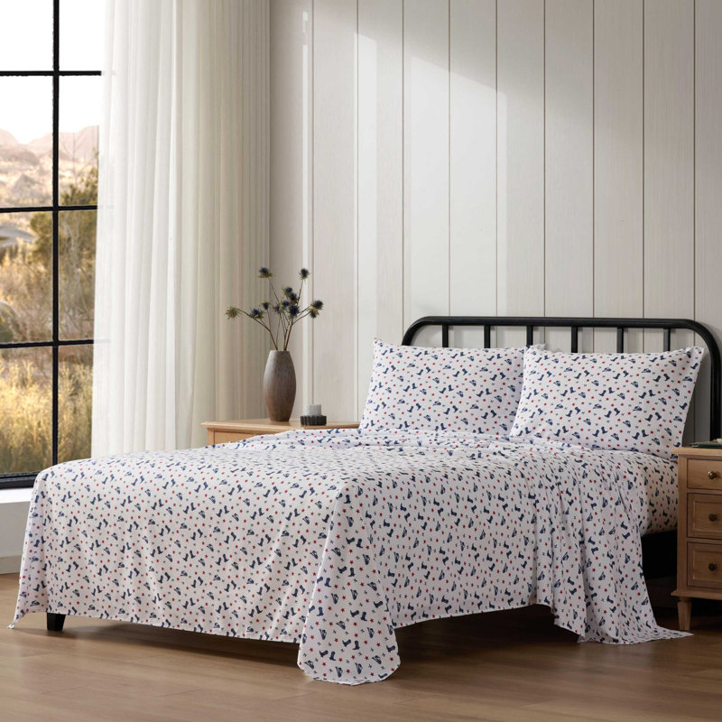 Wrangler Printed Cozy Novelty Sheet Sets, Full Sheet Set with 2 Pillowcases, Blue Striped