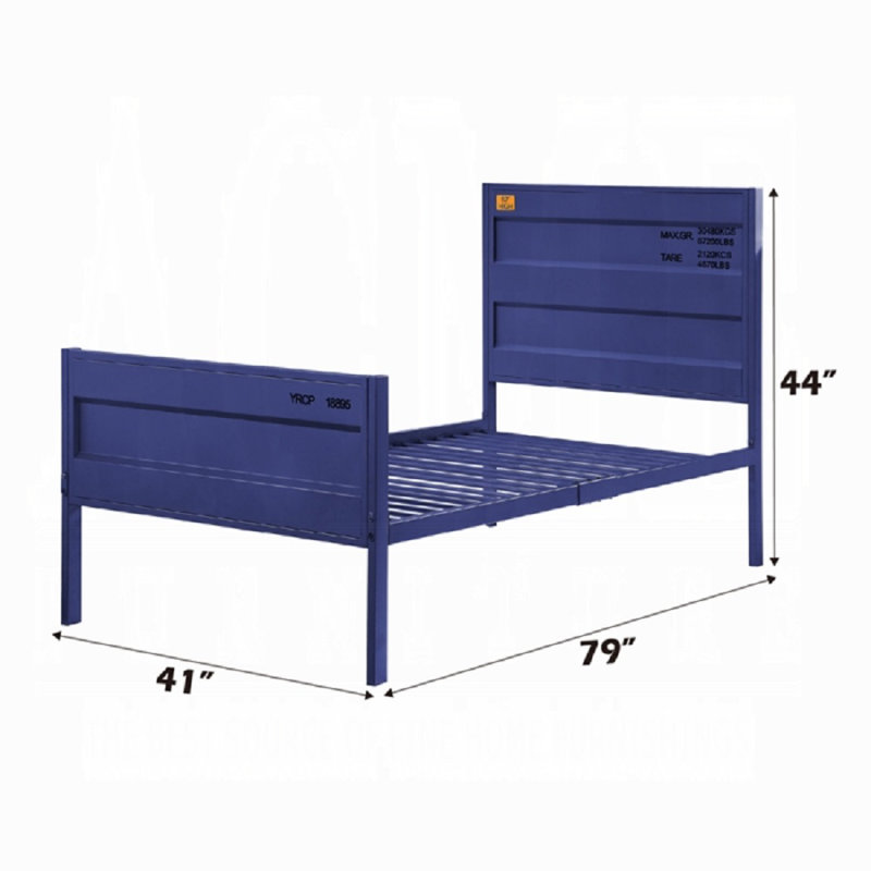 Lit simple Cargo, Bleu, Simple