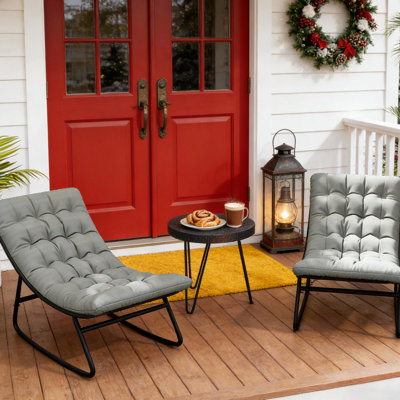 Chaise berçante de véranda de 2 - Mobilier d'extérieur ergonomique avec filet de 500 g / m², 230 coussins et chaises de structure stable pour la cour avec de l'acier thermolaqué large et confortable,