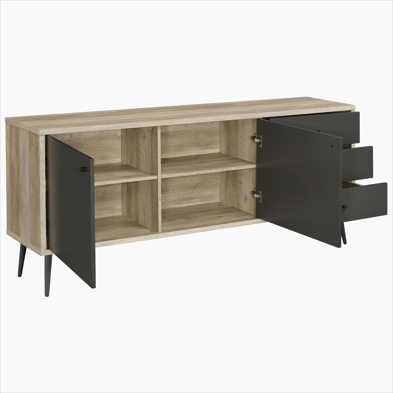 Grey and Antique Pine 2-door Accent Cabinet
