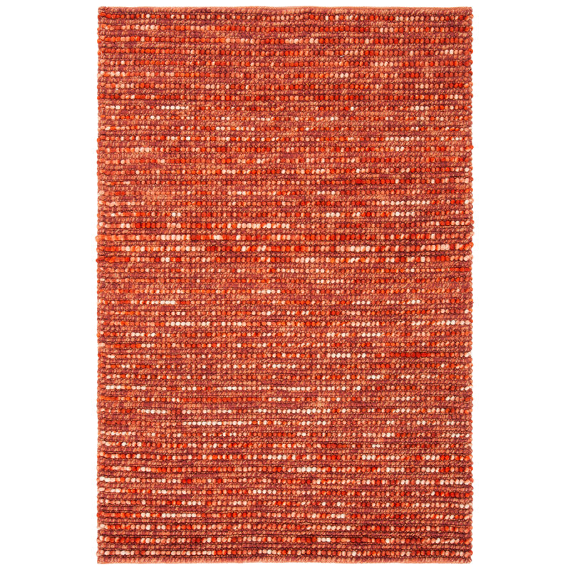 Tapis rouille rayé tissé à plat à la main Ferrera, Rectangle 3 pi x 5 pi
