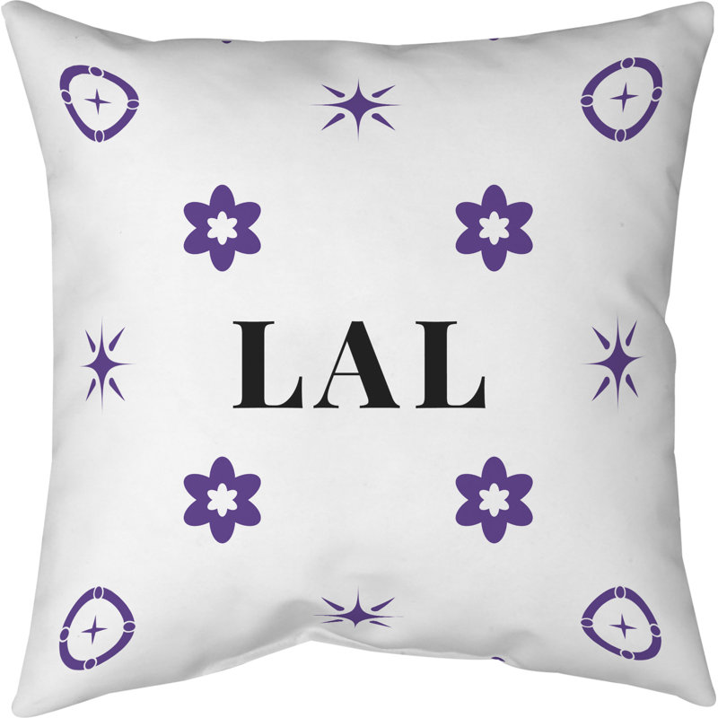 Coussin en coton Los Angeles, Los Angeles mauve / blanc, H 16 po x l 16 po