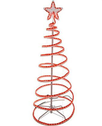 6' Red LED Lighted Outdoor Spiral Rope Light Christmas Tree Yard Art Decoration