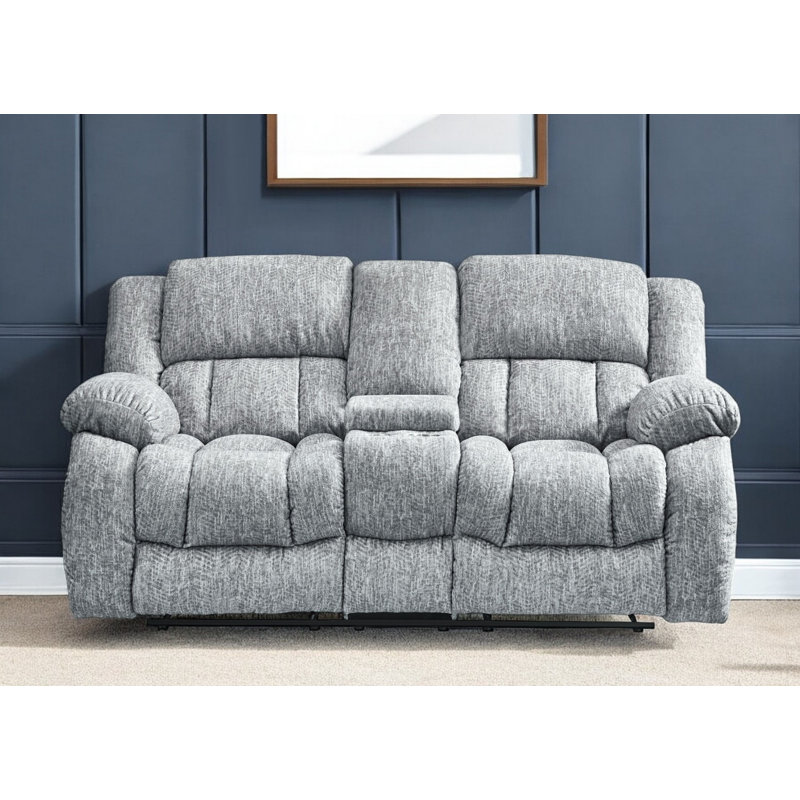 77" Light Gray Manual Reclining Loveseat With Storage