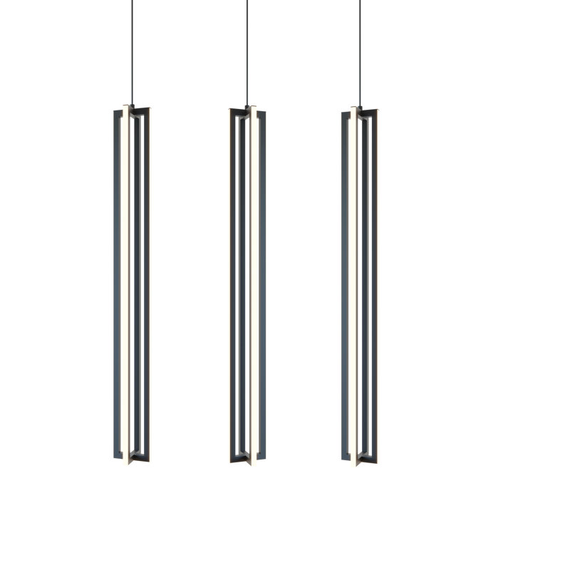 Luminaire suspendu linéaire à 1 lumière pour îlot de cuisine Morairity, Noir, H 36 po x l 5 po x P 36 po