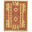 Tapis brun/kaki en laine géométrique fait main kilim Goodlow