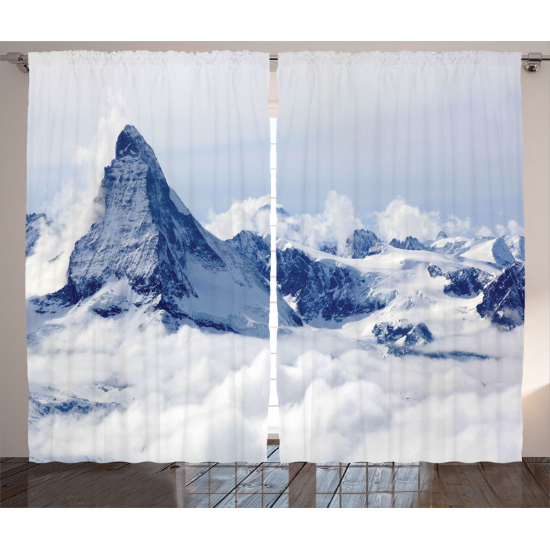 Magical Mountain Decor Graphic Print Semi-Sheer Rod Pocket Curtain Panels, 54" W x 84" L