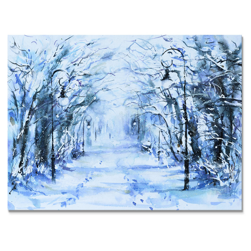 «Path in Park pendant l'hiver», reproduction sur toile tendue, H 8 po x l 12 po x P 1 po