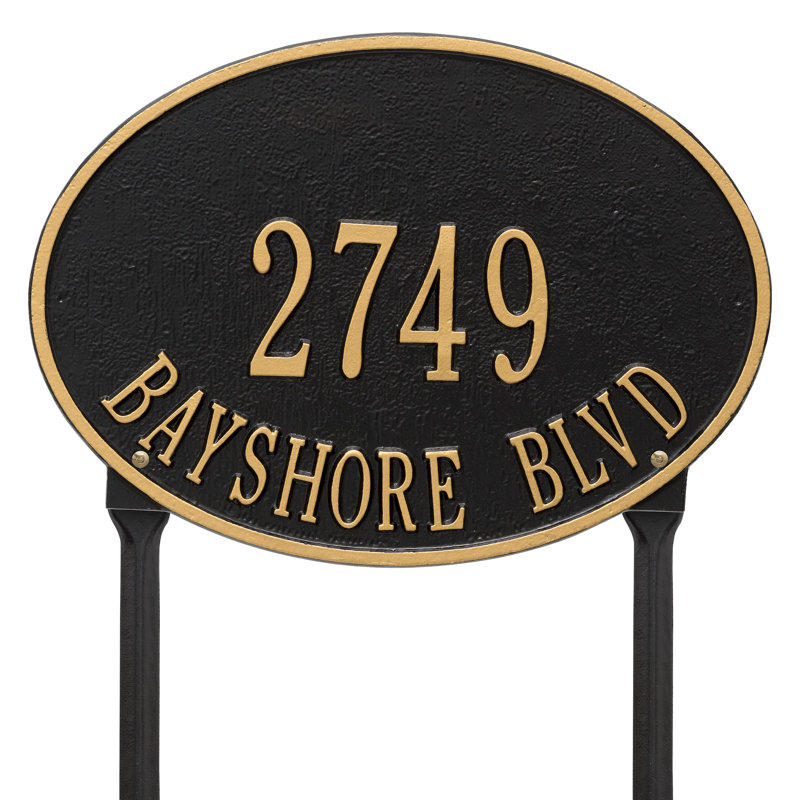Plaque d'adresse sur 2 lignes Hawthorne, Oui, Noir et or