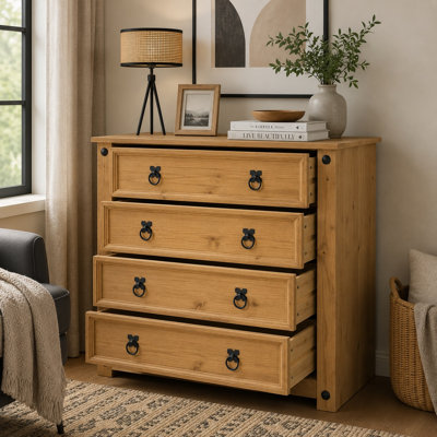 Corona Solid Wood 89cm W 4 - Drawer Chest of Drawers