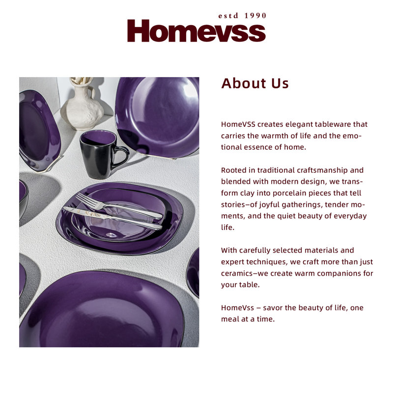 Service de table carré 16 pièces HomeVSS, Mauve