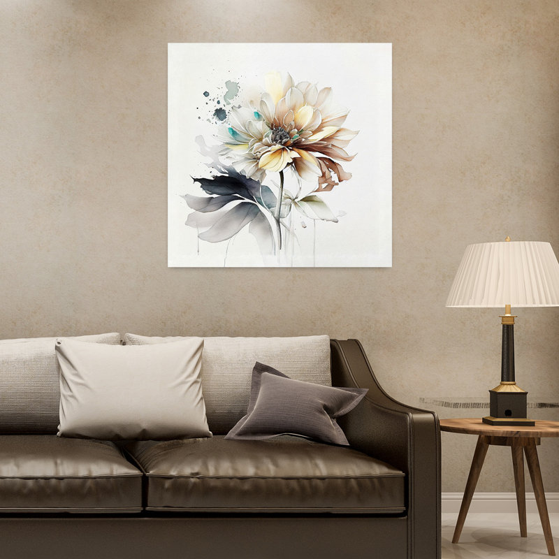 Art floral pastel contemporain, H 32 po x l 32 po