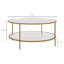 Grande table de salon en métal et verre avec rangement