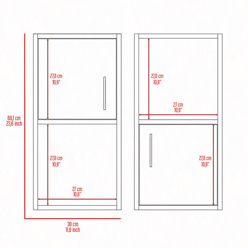 Armoire à pharmacie murale avec rangement ouvert et fermé 2 pièces Oba, Blanc