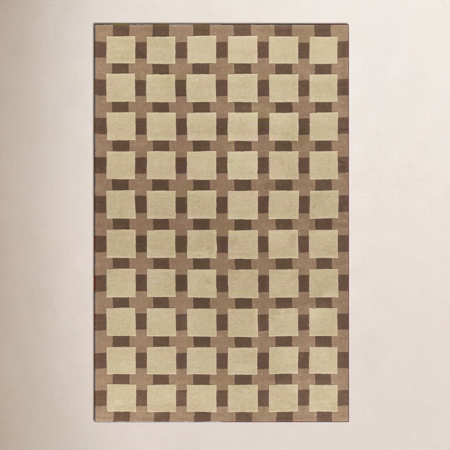 Hand-Tufted Geometric Rug, Beige, Rectangle 6' X 9'
