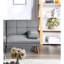 Canapé 2 places de style contemporain en polyfibre gris-bleu avec base rembourrée en mousse et confortable-1906612847