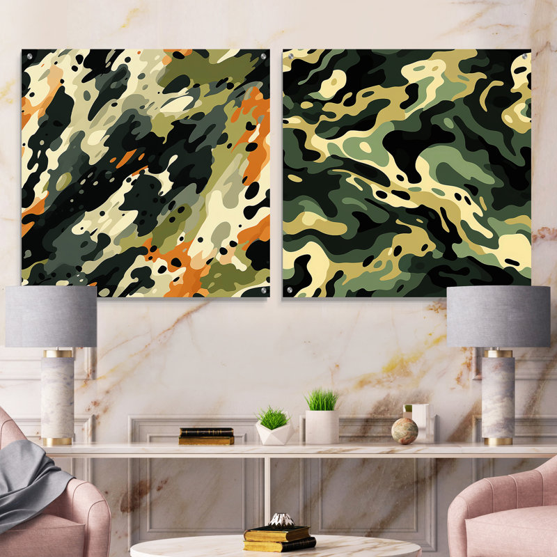 Cyara - Ensemble de 2 verres abstraits muraux en acrylique, H 16 po x l 33 po