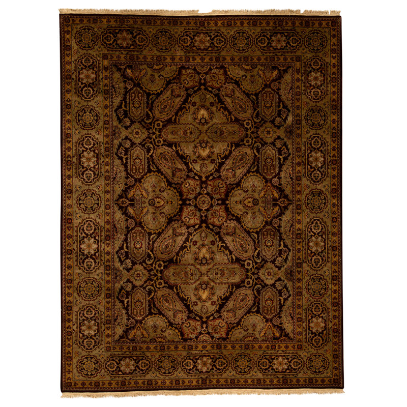 Hand Knotted Wool Oriental Area Rug in Brown