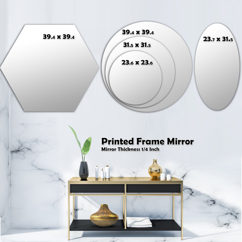 Hexagon Star Triangular Design I Eclectic Frameless Wall Mirror, 31.5" H x 31.5" W