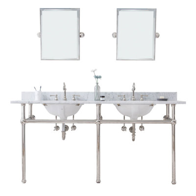 Embassy Stone Oval Console Bathroom Sink with Faucet and Overflow