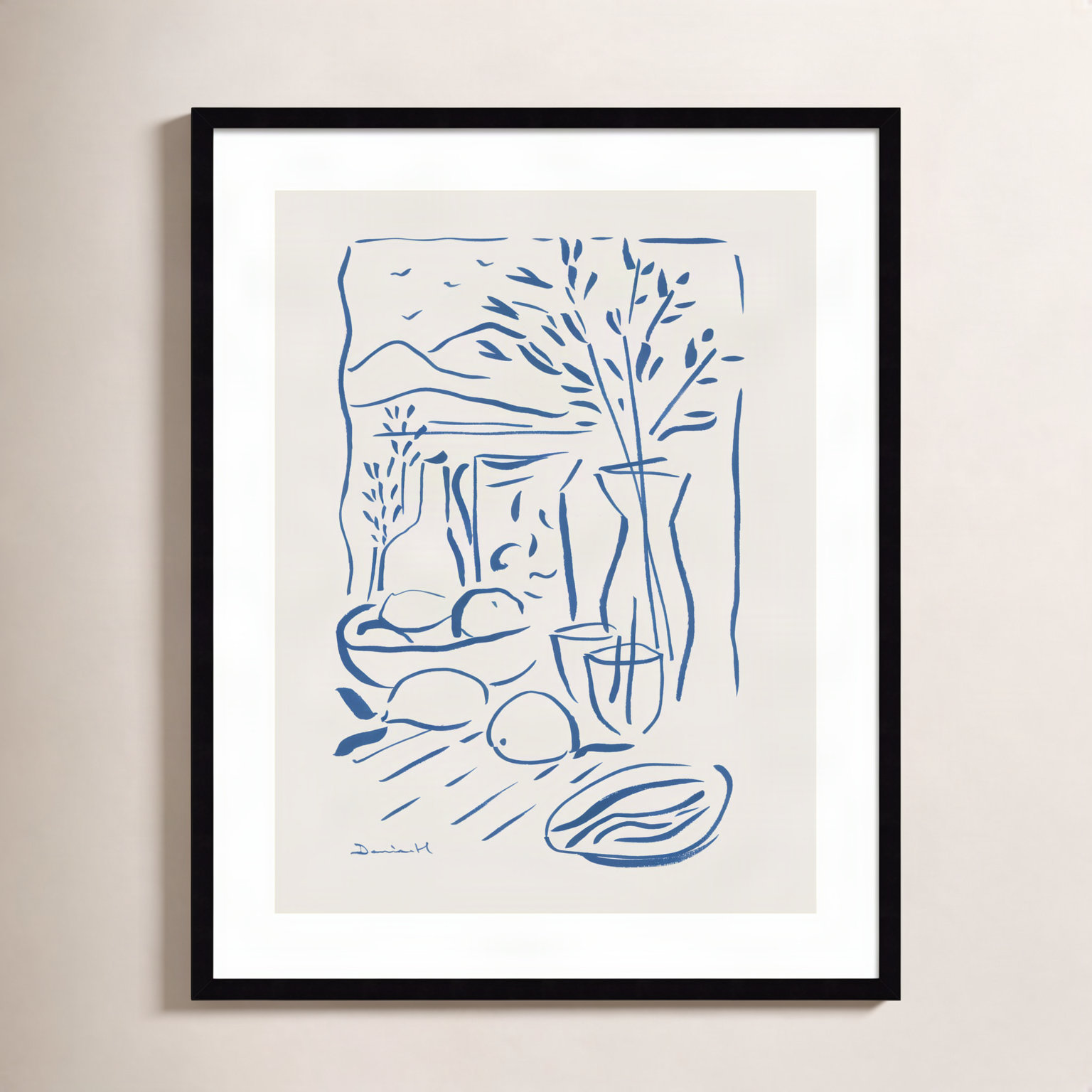 Cleve "Mediterranean View" Print, Black Framed, 33" H x 26" W