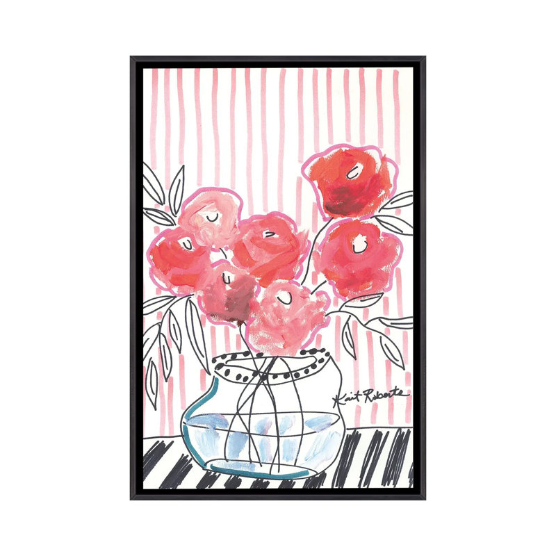 Rose rouge à lèvres - reproduction d'art murale - toile encadrée, Noir patiné, Toile à cadre flottant sans passe-partout