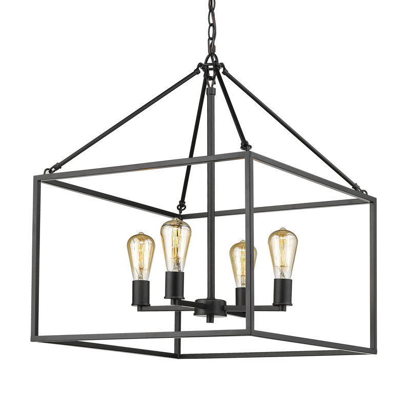 Lustre carré / rectangulaire à 4 lumières Jynna, Noir