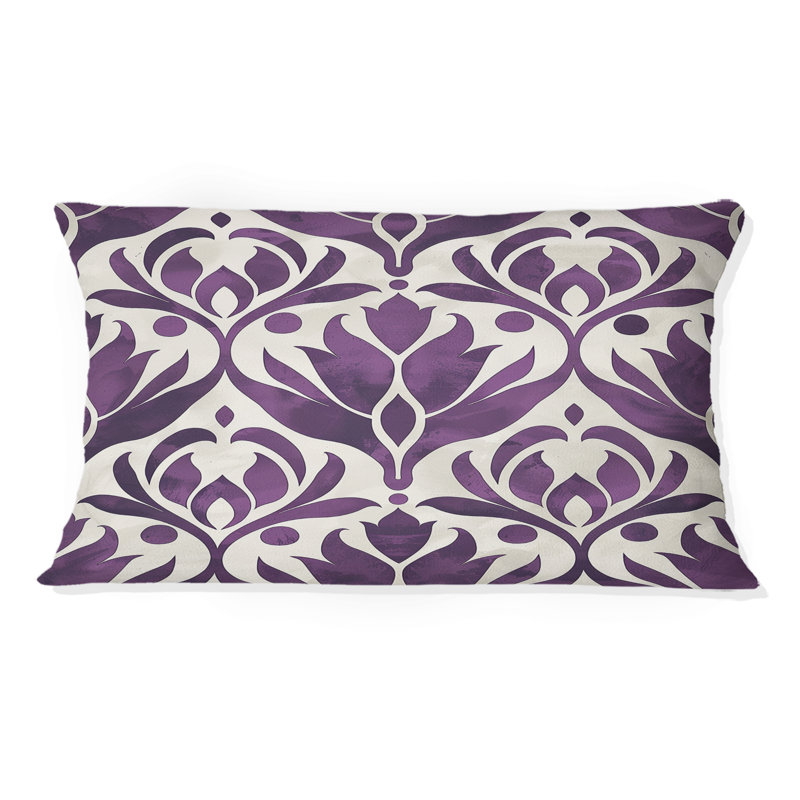 Coussin lombaire mauve et damassé Elegance
