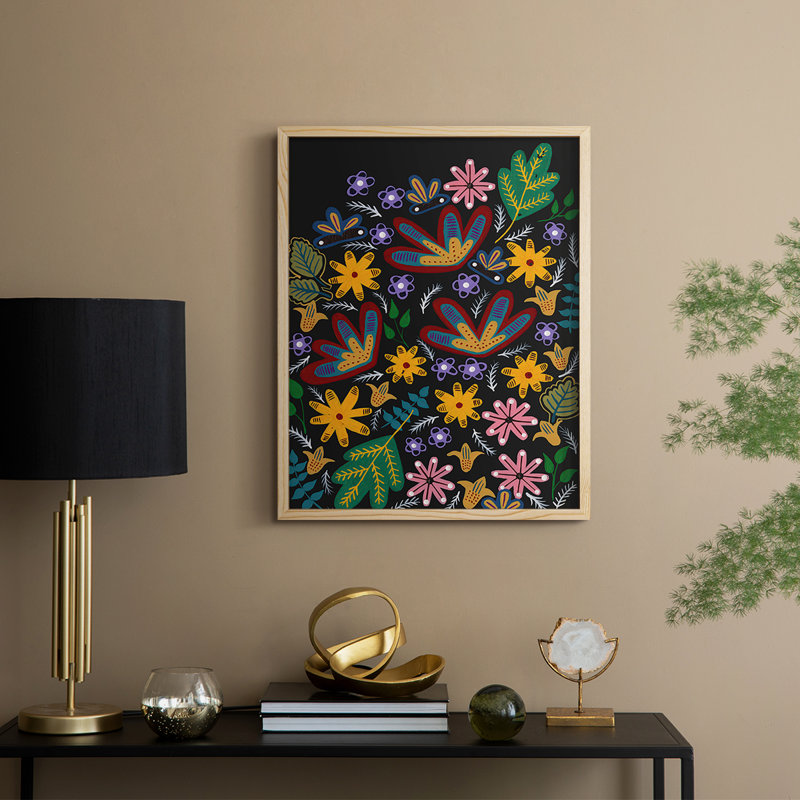 «Muddled Flowers I», reproduction encadrée - bois massif, H 30 po x l 24 po