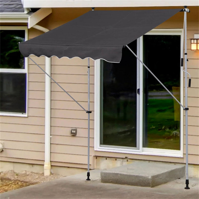 Dakota Fields 200cm W x 150cm D Polyester Cover Retractable Patio Awning, Grey
