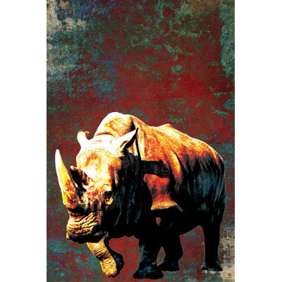Rhino - No Frame Print on Wood