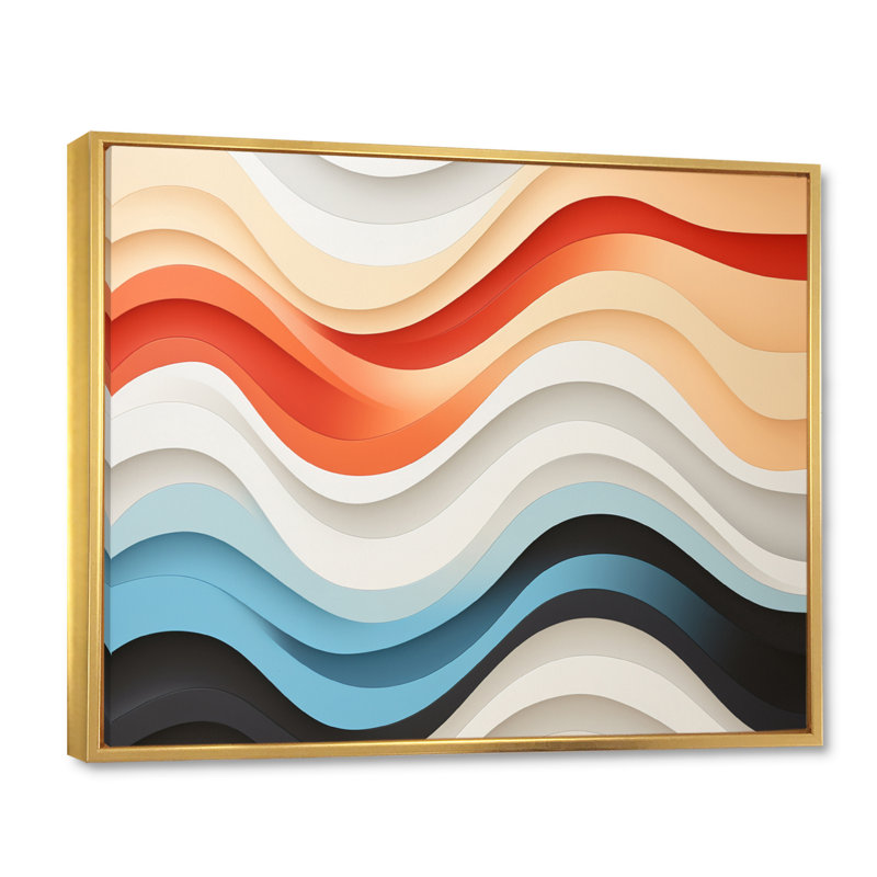 «Opt Right Line Delirum II», reproduction sur toile, Cadre flottant doré, H 16 po x l 32 po x P 1 po