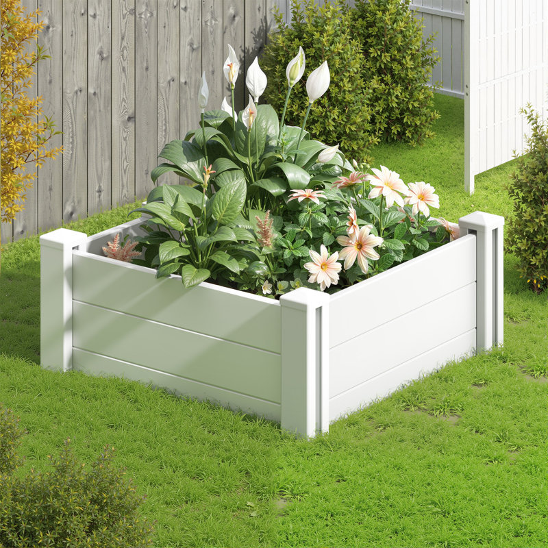 Lit de jardin surélevé blanc, 23.6" x 23.6" x11.8"