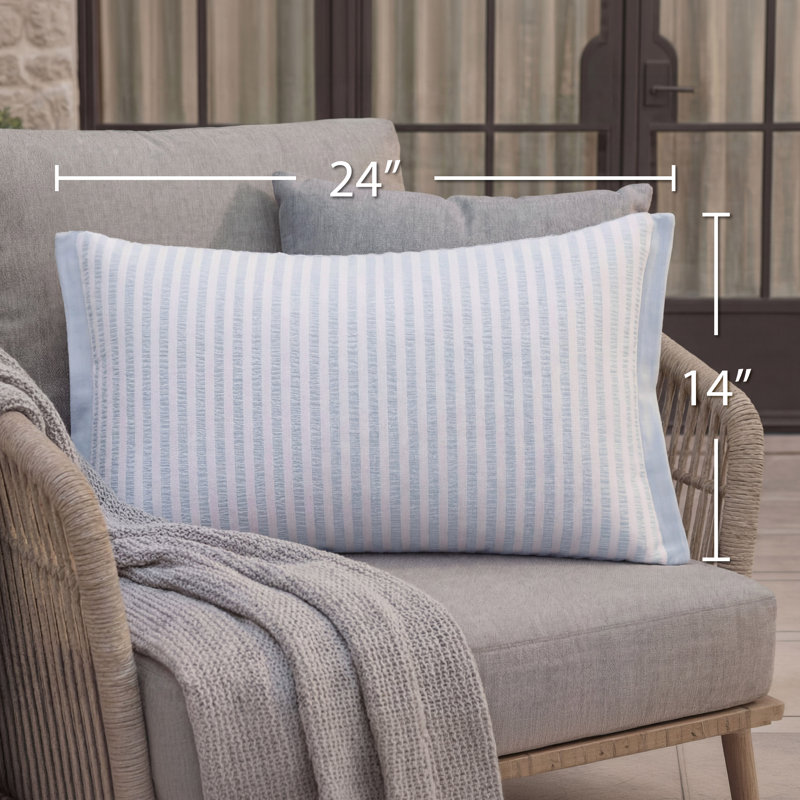Hunter Rectangular Outdoor Pillows, Light Blue/White, Striped