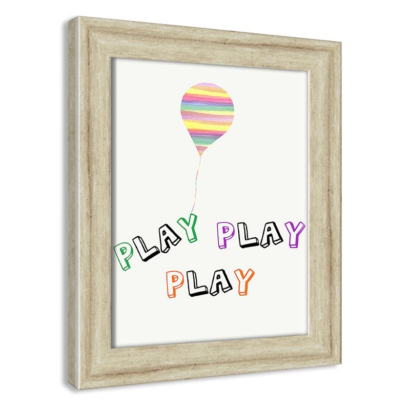 Play Play Play, impression sur papier, H 10 po x l 8 po x P 0,6 po, Cadre plat beige