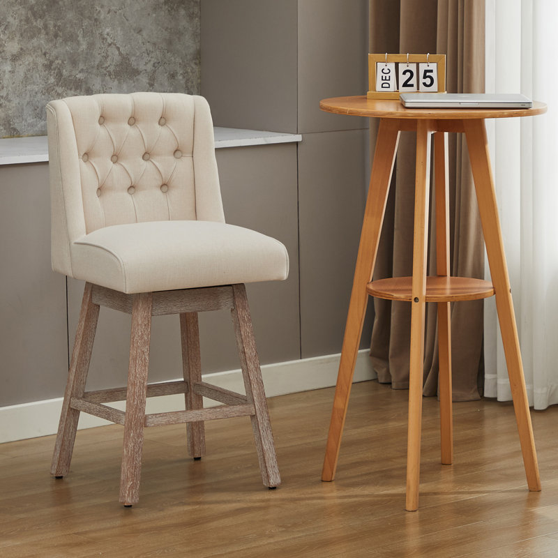 Tabouret de bar pivotant à 360 ° Terron avec pieds en bois massif Terron, Beige