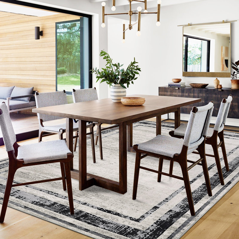 Tapis lavables surdimensionnés de qualité commerciale 10 x 13 avec envers en caoutchouc, tapis contemporain minimaliste, tapis imprimé pliable d'intérieur