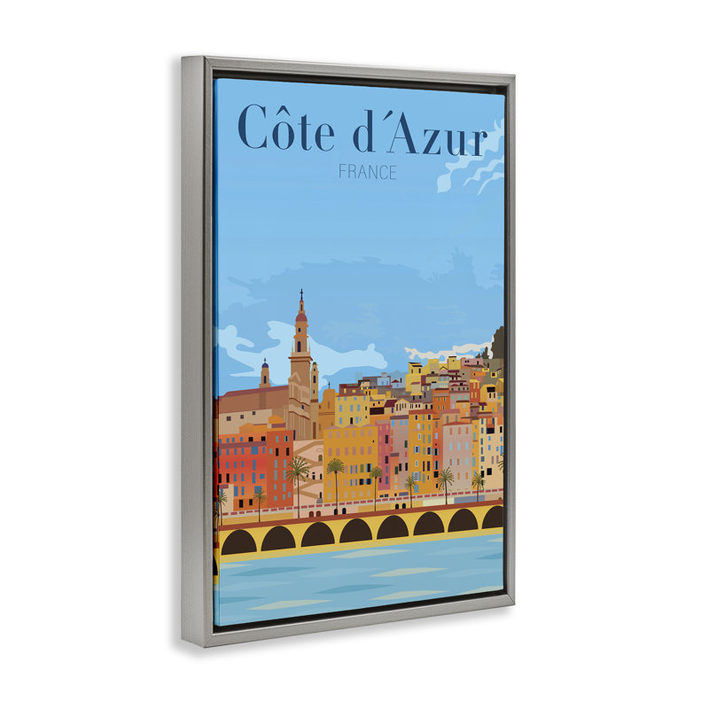  «French Landmark River» par Jen Bucheli, H 31 po x l 21 po, Cadre flottant gris lustré