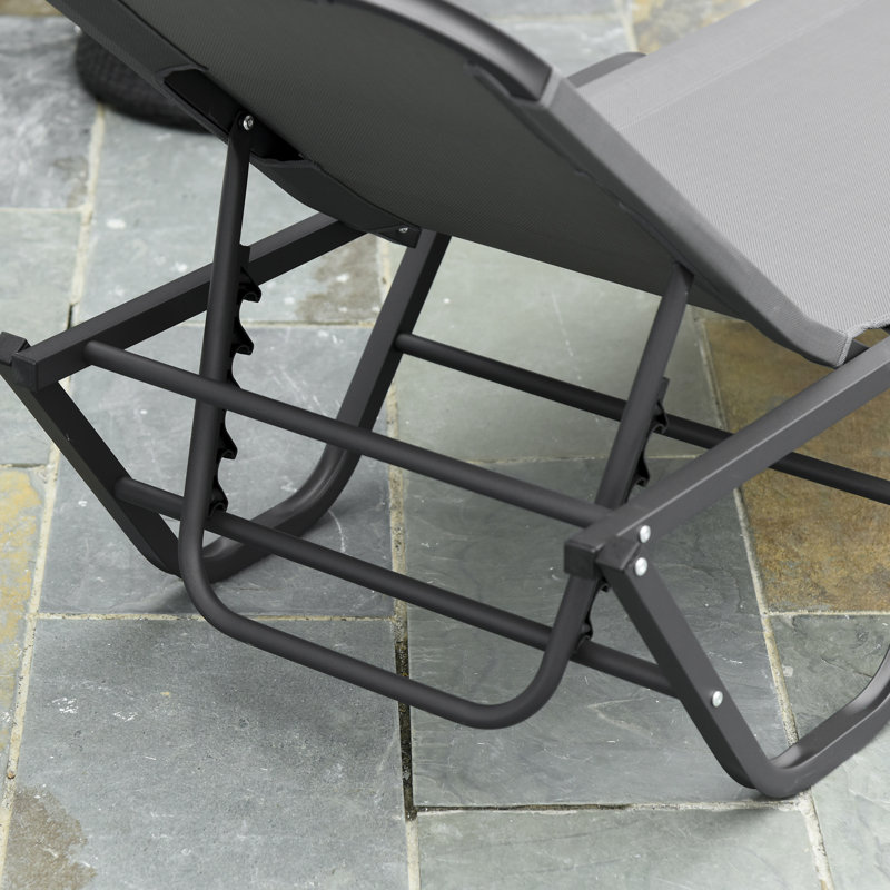Aymelia 163cm Long Reclining Single Chaise, Black, Grey