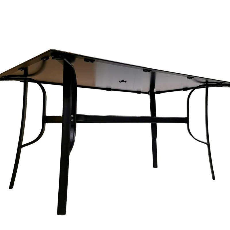 Farhan Rectangular Metal Outdoor Dining Table With Umbrella Hole , 378.46cm cm W 228.6cm cm D