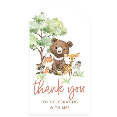 Koyal Wholesale Kids Party Favor Thank You Stickers, Round Woodland Animals Birthday Stickers for Party Favors, 80-Pk, White