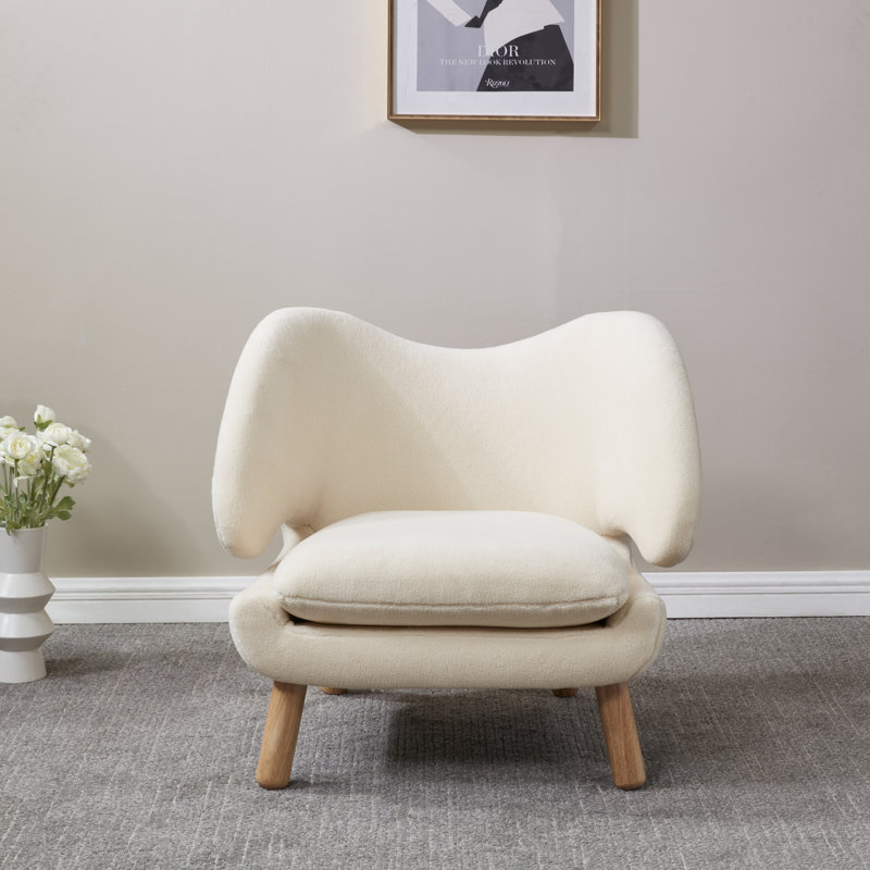 Felicia Contemporary Accent Armchair, Natural, Ivory
